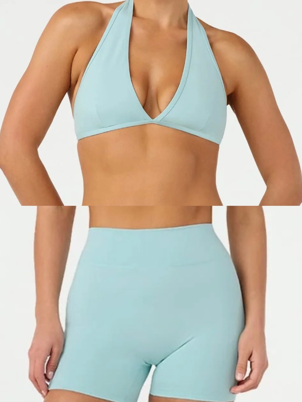 Crop Shop Boutique Halter Bra and Shorts in Aquatic size Small (NWOT)